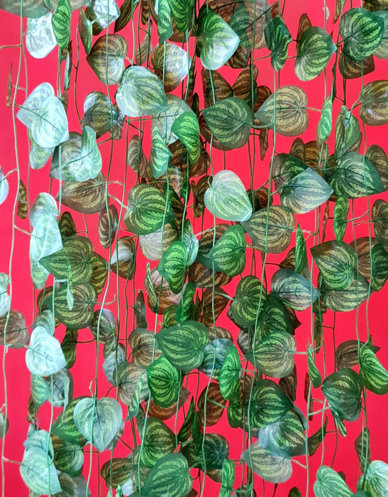 Artificial Flowers Wall Hanging Leaf Flower Money Plant Light Weight Vine String Lines for Garden, Home, Room, Balcony, Living Room, Restaurant, Festival, Events Decoration (Green, 7 Feet)