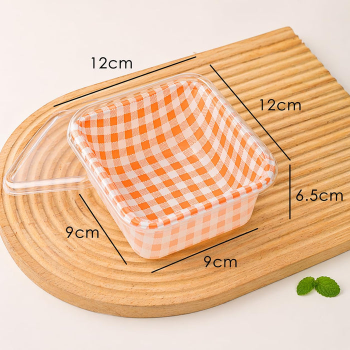 Transparent Square Food Container Box with Lid | Disposable Snack Box | Cake, Dry Fruits, Mukhwas Packaging Box | 12×12×6.5 cm
