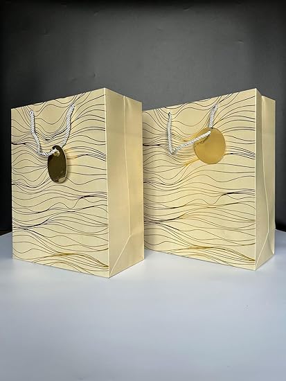 Random Colour Small Size Paper Bag With Handle 23 x 18 x 10 cm Gift Paper bag, Carry Bags, gift bag, gift for Birthday, gift for Festivals, Season's Greetings and other Events