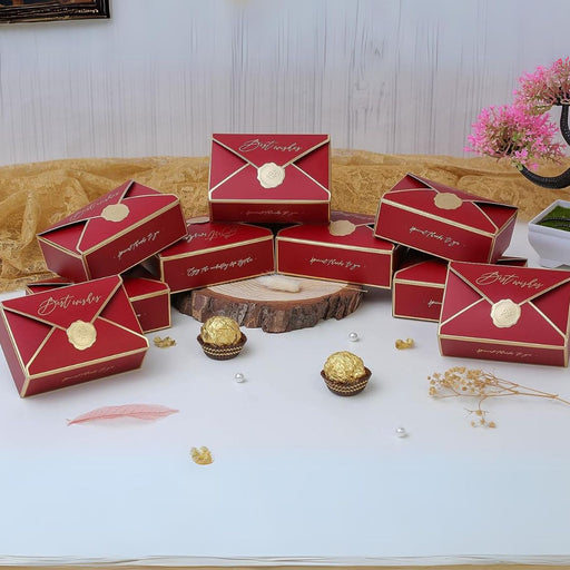 Small Decorative Folding Storage Box for Return Gift, Birthday, Boxes, Perfect for Packing Chocolate, Dry Fruits, and Invitations (Maroon)