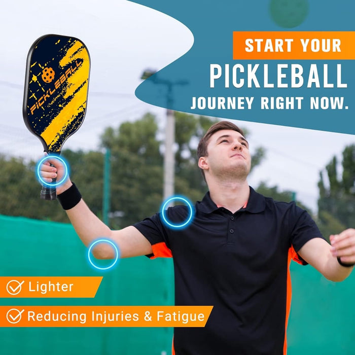 1 Pickleball Paddle Set (Only 2 Racquets)-Durable Surface with Cushion Comfort Handle Grip, Lightweight Outdoor Pickle Ball Game Kit for Kids & Adults (2 Racquets)
