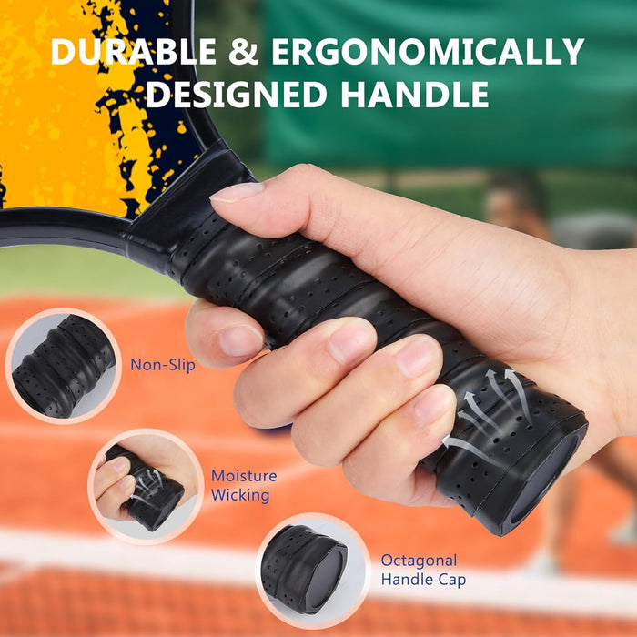 1 Pickleball Paddle Set (Only 2 Racquets)-Durable Surface with Cushion Comfort Handle Grip, Lightweight Outdoor Pickle Ball Game Kit for Kids & Adults (2 Racquets)