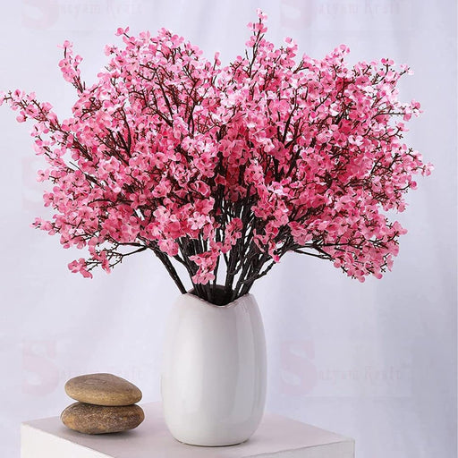 Artificial Babys Breath Gypsophila Fake Flowers bunch Decorative Items for Home,Room,Living Room Table,Diwali Decor (Without Vase Pot)