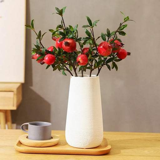 Artificial Faux Pomegranate Plant Stick, Enhance Your Space with Artificial Pomegranate Plant Big Realistic Leaves for Decoration - Ideal for Home, Office, Garden, and Indoor, (Pack of 3)(35 cm)