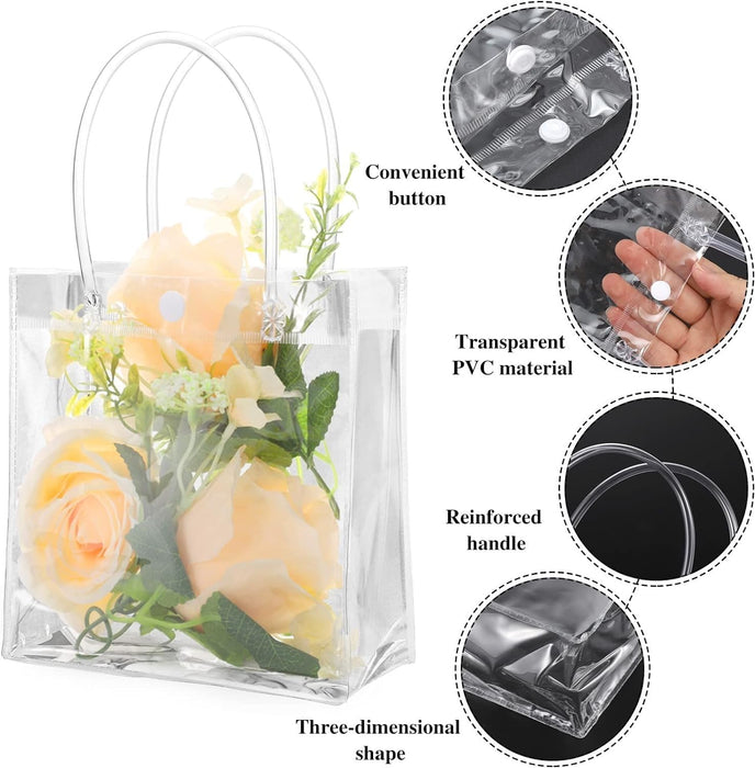 Small Transparent PVC Plastic Bag Goodie Bags With Handle Gift bag, Carry Bags, gift bag, gift for Gifting, Return Gifts, Birthday, Wedding, Party, Festivals, Events(Small)(18 x 15 x 6 cm)