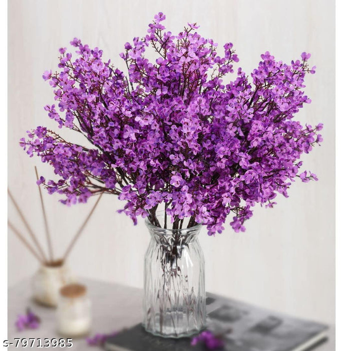 Artificial Babys Breath Gypsophila Fake Flowers bunch Decorative Items for Home,Room,Living Room Table,Diwali Decor (Without Vase Pot)