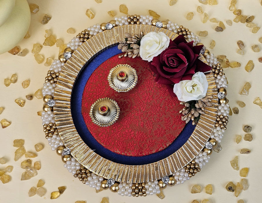 Handcrafted Pooja Thali Tray Holder Platter-Ideal For Festival Décor Handmade Decorative Platter