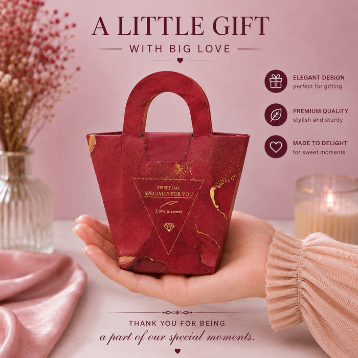 50 Pcs Paper Gift Bag with Handle for Wedding Return Gifts, Birthday Gifting, Hamper Packing, Chocolate, Dry Fruit, Jewellery, Cosmetics & Party Favour Packaging (Pack of 50)