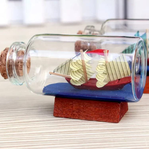 Mini Ship in Bottle Showpiece for Home Decoration, Perfect for Living Room, Eye Catching, Classic Gift Item, Office Desk Decor.(Small,4 cm)