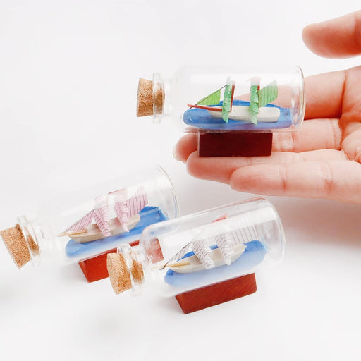 Mini Ship in Bottle Showpiece for Home Decoration, Perfect for Living Room, Eye Catching, Classic Gift Item, Office Desk Decor.(Small,4 cm)