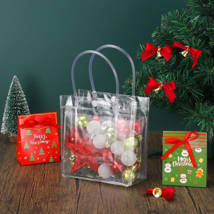 Small Transparent PVC Plastic Bag Goodie Bags With Handle Gift bag, Carry Bags, gift bag, gift for Gifting, Return Gifts, Birthday, Wedding, Party, Festivals, Events(Small)(18 x 15 x 6 cm)