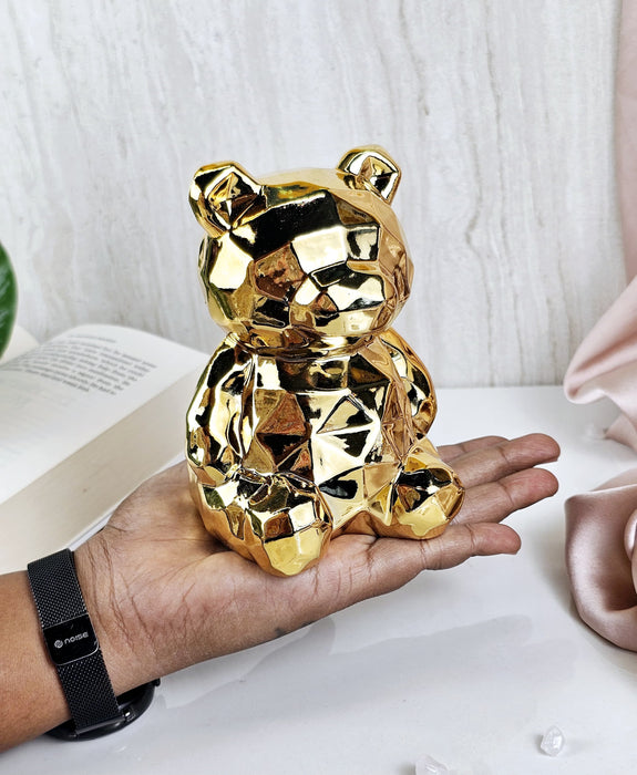 1 Pc Big Ceramic Silver Teddy Bear Showpiece for Home Decor, Statue, Living Room, Decorative Gift Item, Table Decor,Centre Piece,Diwali Gifting(Pack of 1)
