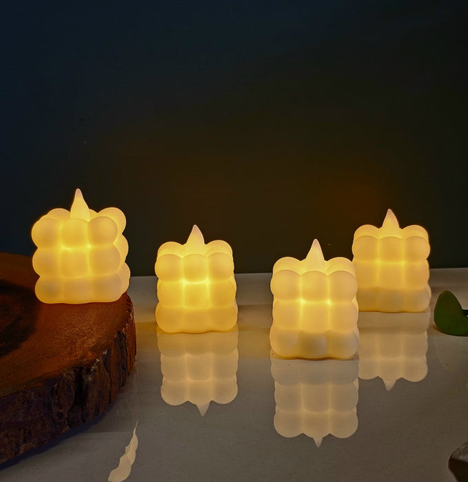 White LED Bubble Candles Plastic Candle, Tealight LED Candle Light for Home, Lobby, Drawing Room, Living Room, Bedroom Decoration,Home Decor,Diwali Decor