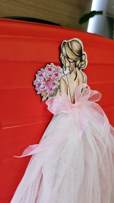 Princess Topper Cutout/ SuitcaseTopper Net Band with Glue Drop | DIY Decorative Cutout for Trousseau Packing, Wedding Gifting, Return Gifts, Bags & Trolley Bag Decor
