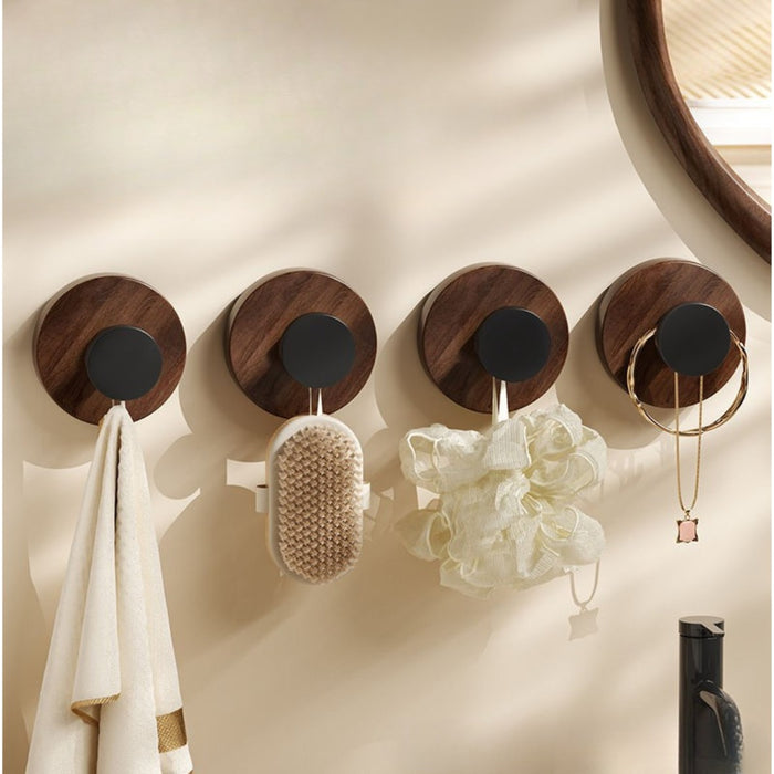 Hook (Plastic Walnut Finish) | Heavy Duty Wall-Mounted Clothes Hook, High Load Bearing, Traceless Bathroom & Kitchen Hook