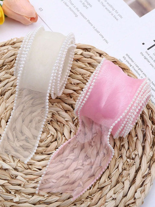 Pearl Ribbon Roll | Elegant Decorative Ribbon for Flower Bouquet Wrapping, Gift Box Packaging, Cake Decoration & DIY Crafts