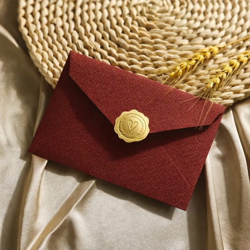 Gold Heart Envelope Seal Stickers  | 3cm Premium Self-Adhesive Wax Seal Look Stickers for Invitations, Wedding Cards & Gifting