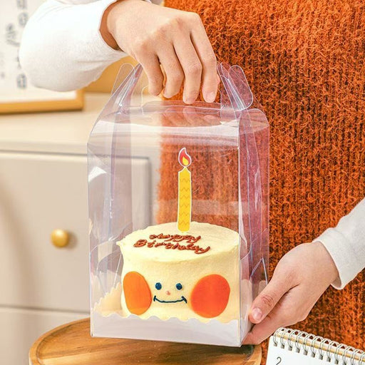Transparent Cake Packaging Box Hamper Box with Handle | Premium Clear Birthday Mousse Cake Box for Pastries, Desserts & Gifting