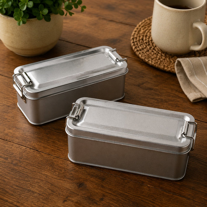 Premium Tin Material Packing Box (15×6×6 cm) | Food Container for Fruits,Desserts, Snacks, Gifting ,Tiffin, Picnic & Travel ( Not For Liquids )