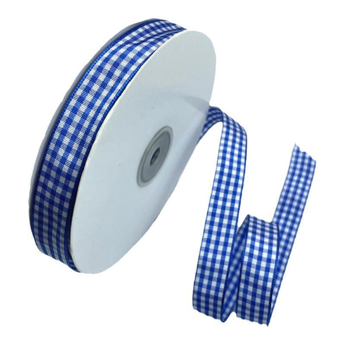 45 Meter Checks Ribbon Roll (Blue, Yellow, Pink) | Decorative Fabric Ribbon for Gift Wrapping, DIY Crafts & Packaging | 45 Meter Roll