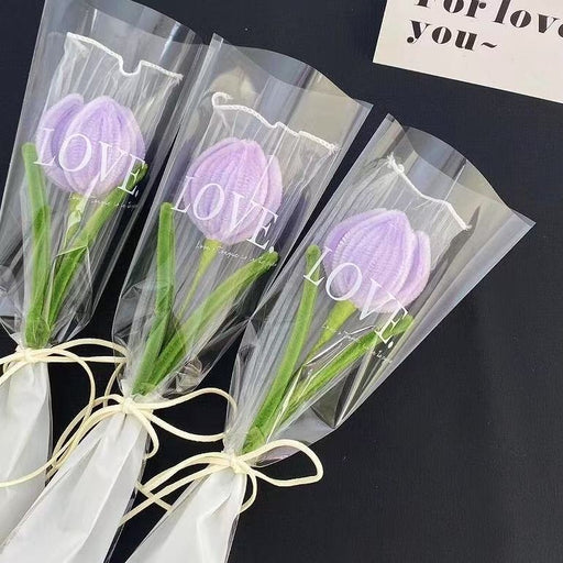 Artificial Twister (Pipe Cleaner ) Tulip Flower Bouquet | Single Wrapped Tulip Gift Set with Transparent Packing | Ready-to-Gift Flower for Valentine, Wedding & Return Gifts