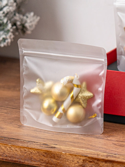 Multi Print Transparent Zip Lock Pouch  (Asthetic Designs) | 13 x 13 cm | Reusable Plastic Packaging for Cookies, Chocolates & Dry Snacks