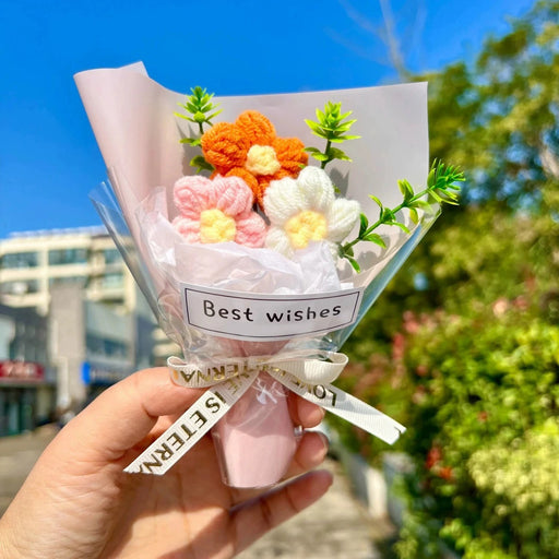 Trendy Pinteresty Mini Crochet Flower Bouquets | Handmade Cute Knitted Flower Bouquet Gift