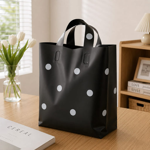 Polka Dot Plastic Frosted Gift Bag – Reusable Carry Bag for Gifts, Hampers & Return Favors