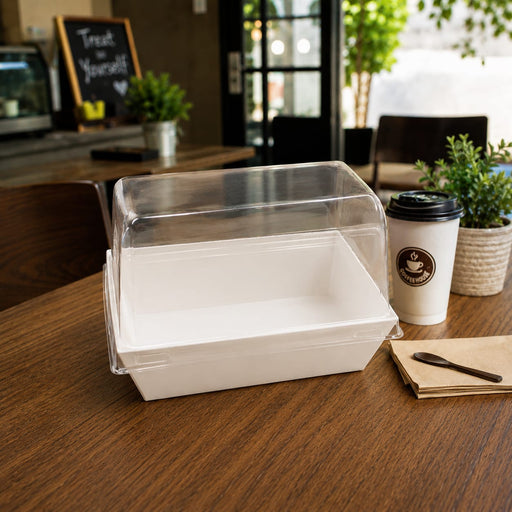 Disposable Cake & Pastry Container with Transparent Lid – 4×5×4 Inch