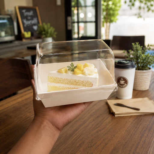 Disposable Cake & Pastry Container with Transparent Lid – 4×5×4 Inch