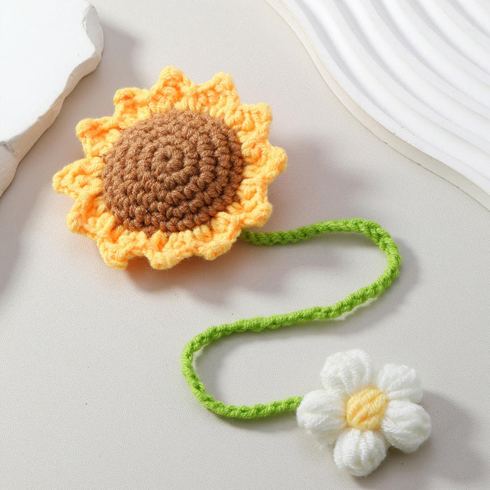 2 Pcs Artificial Sunflower Crochet Hanging Ornament for Home Decor | Handmade Sunflower Car Mirror Hanging Accessory | Crochet Flower Car Dashboard Decoration | Home, Window, Door