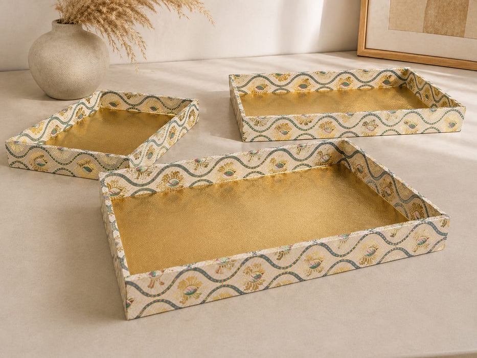 Multipurpose Golden MDF Cardboard Trays – Decorative Hamper & Gifting Packaging Set (9x12, 10x14, 12x16 Inches)