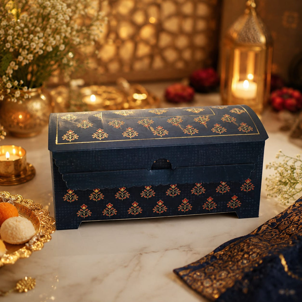 Royal Sandook Premium Printed Curved Gift Hamper Box | Luxury Festive Packaging Box for Raksha Bandhan, Diwali, Wedding & Return Gifts