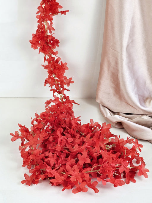 Artificial Ixora Flower Garlands, Wall Hanging decorative String Lines items for Anniversary Decoration, Home Decor, Pooja, Functions Decor (Small petals)