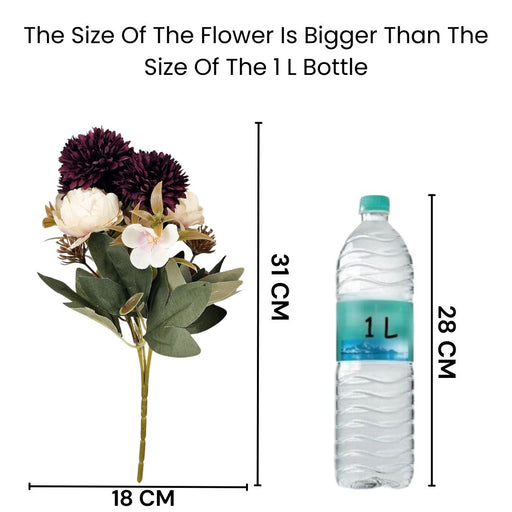 Artificial Dahlia Peony Flowers for Home Decor, Gifting, Office, Living Room, Bedroom, Event,Birthday,(without Vase Pot)