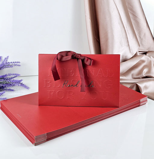 Folding Paper Box With Ribbon Decorative Paper Folding Favor Storage Box for Wedding, Return Gift box In Festivals, Birthday, Perfect for Packing Chocolate box (Red)