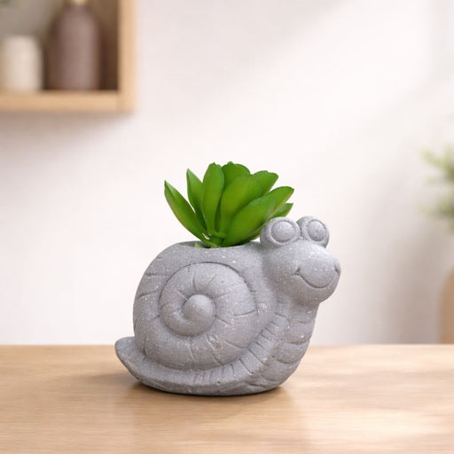 Mini Aesthetic Succulent Plant with Ceramic Cement Snail Pot for Indoor,to Add Charm to Your Homedecor