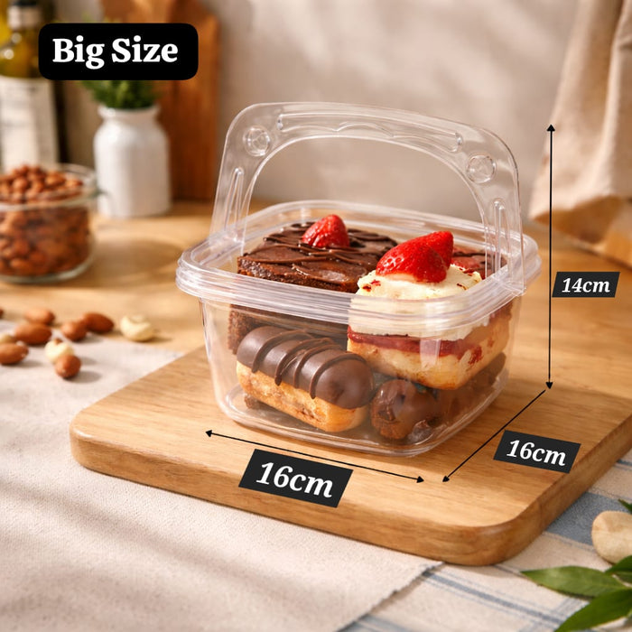 Transparent Packaging Box | Portable Disposable  Box for Picnic, Dryfruit Packing ,Camping, Gift Packing (3 Sizes Available)
