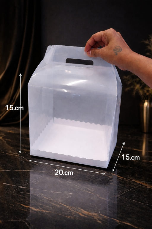 Transparent Cake Packaging Box Hamper Box with Handle | Premium Clear Birthday Mousse Cake Box for Pastries, Desserts & Gifting