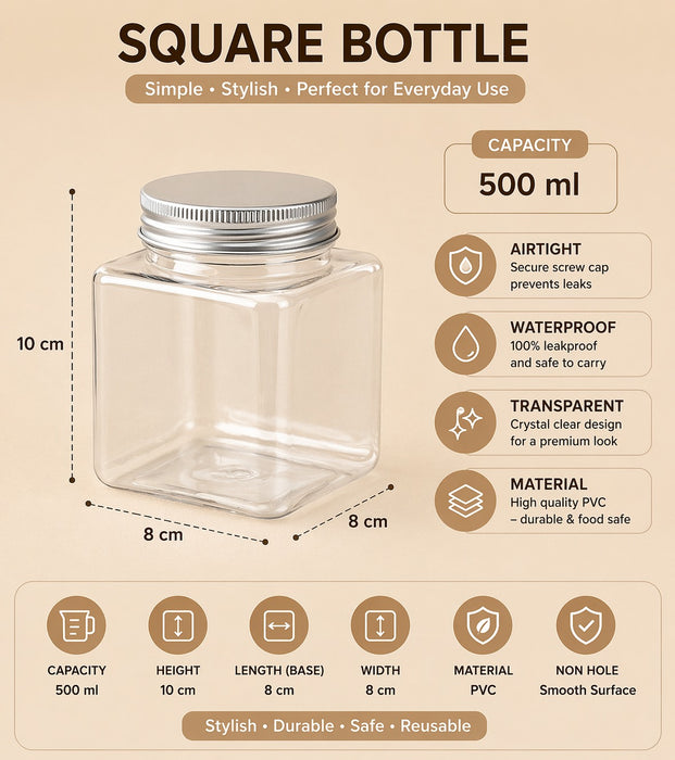 Premium Star Shape And Square Shape Transparent Storage Jar with Lid | Cute Candy Jar, Dry Fruit Container, Gift Packing Jar for Kids & Hampers