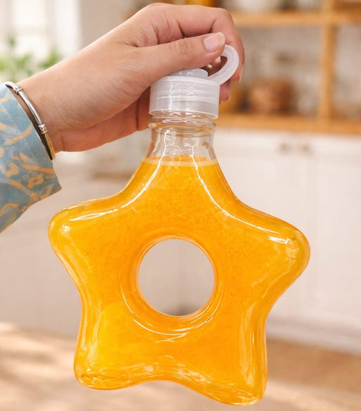 Star shape Celebrity Style Packing Bottles, Designer PET Jars with Cap celebrity style jar Star shape | Trendy Plastic Bottles for Boba Tea, Juice, Mojito, Dry Fruits & Gifting