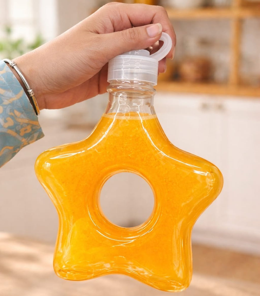 Star shape Celebrity Style Packing Bottles, Designer PET Jars with Cap celebrity style jar Star shape | Trendy Plastic Bottles for Boba Tea, Juice, Mojito, Dry Fruits & Gifting