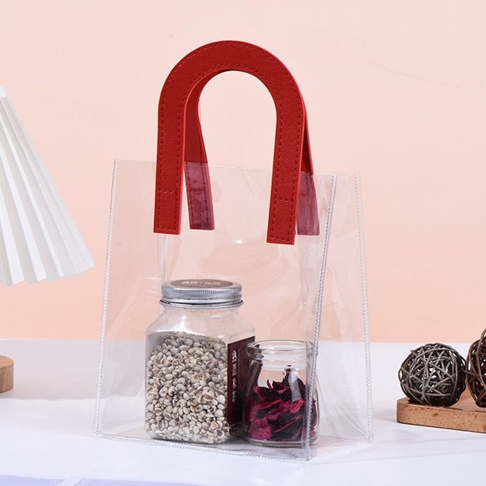 SMALL Transparent PVC Gift Bag with Handle |7x7.5x3.5 inch Premium Carry Bag for Hampers, Gifting & Packaging | Available in White, Maroon, Orange & Blue
