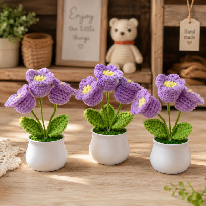 Artificial Crochet Flower Bouquet/Artificial Flowers head /Crochet Flowers Bouquet/Crochet Flowers/Flowers Bouquet Gift for Girls Home Decor, Gifting (13.5 cm height)