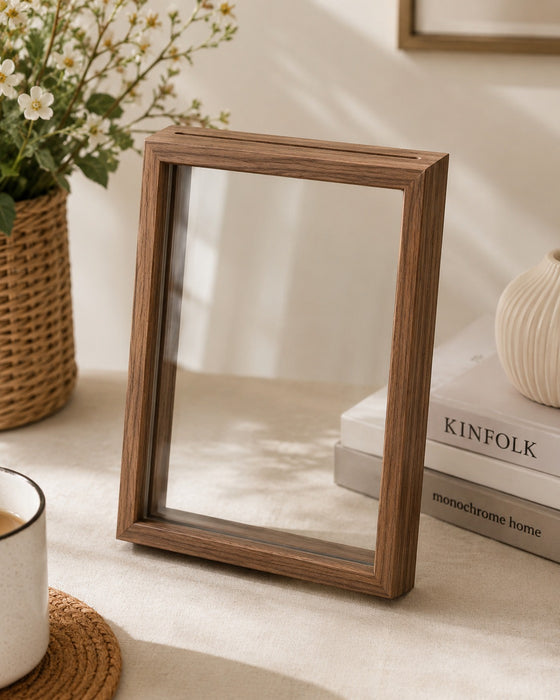Wooden Frame for Home Decor, Deep Display Memory Frame with Transparent Front, Wall Mount & Table Top Display Case for Bedroom, Wedding, Return Gift, Birthday Gift