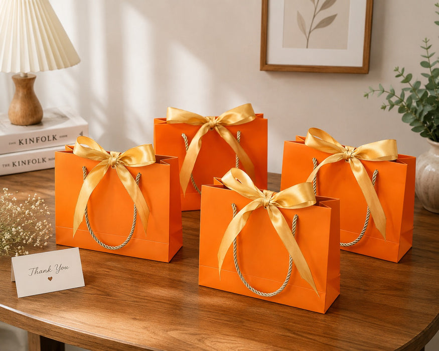 Luxury Gift Paper Bag with Satin Ribbon Bow & Rope Handle – Premium Return Gift Bag