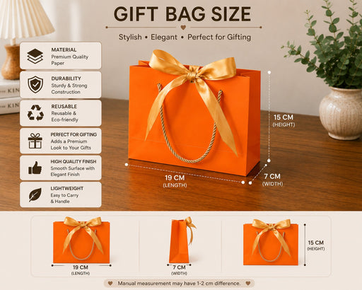 Luxury Gift Paper Bag with Satin Ribbon Bow & Rope Handle – Premium Return Gift Bag