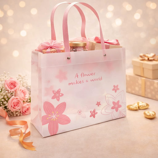 Floral PVC Gift Bags 13x10x4 inch (medium )