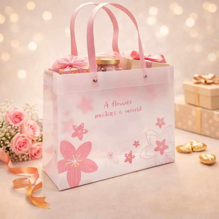 Floral PVC Gift Bags 13x10x4 inch (medium )