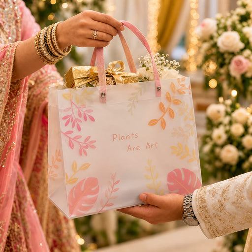 Floral PVC Gift Bags 13x10x4 inch (medium )
